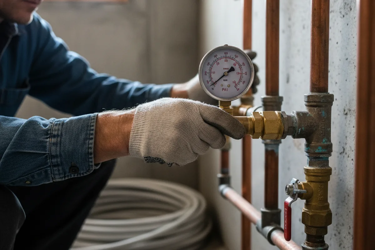 Pressure testing a repaired line during Water Line Repair in Framingham